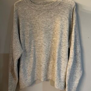 Gray Crew Neck Sweater with Relaxed Fit